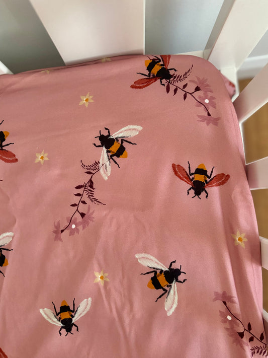 Bassinet Fitted Sheet - Bees & Flowers